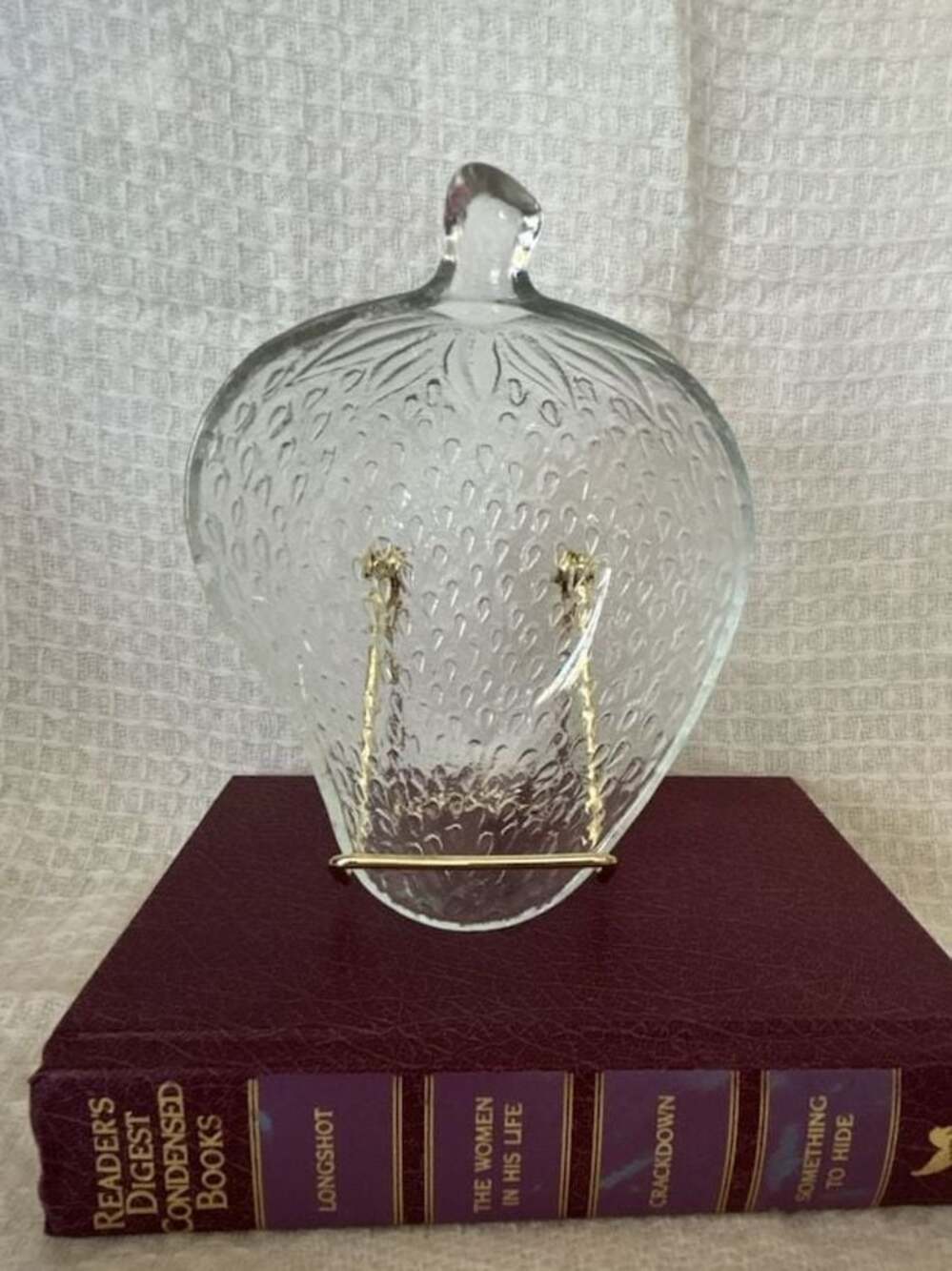 Vintage KIG Indonesia Clear Glass Strawberry Shaped Serving Dish
